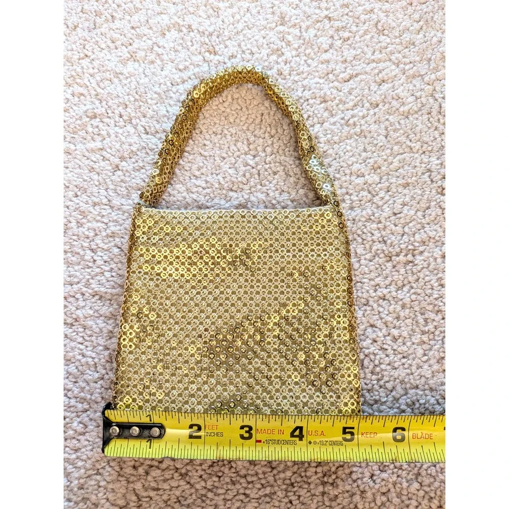 NWOT‎ Jessica McClintock Gold Metal Mesh Square Mini Evening Bag Handle Purse